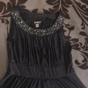 Jeweled neck jersey gown